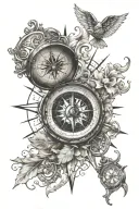 Compass 3D tattoo design idea