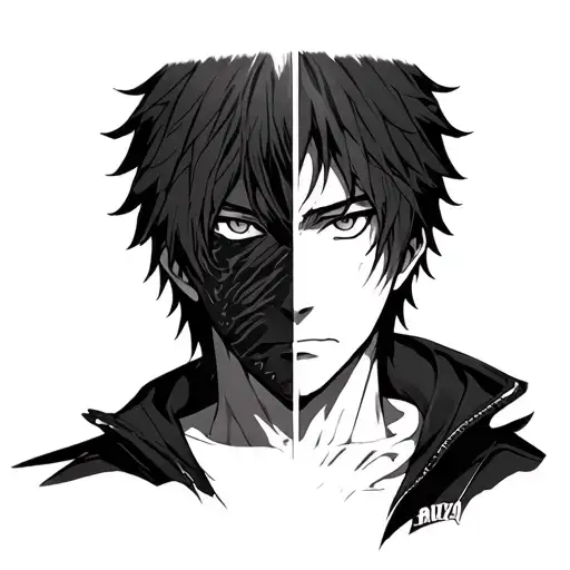 eren obito half face tattoo design idea