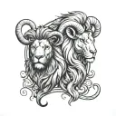 lion and ram head tattoo design idea