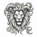 lion and ram head tattoo design idea