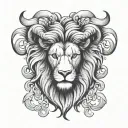 lion and ram head tattoo design idea