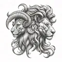 lion and ram head tattoo design idea