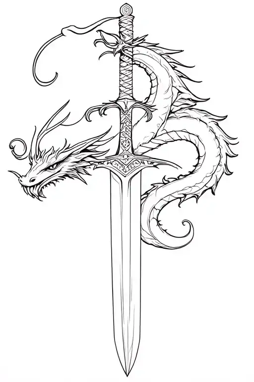 dragon and sword tattoo design idea