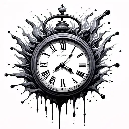 clock melting tattoo design idea