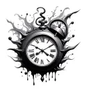 clock melting tattoo design idea