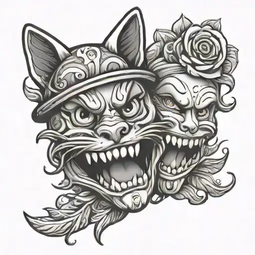 devill emoji type figures: tattoo design idea