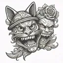 devill emoji type figures: tattoo design idea