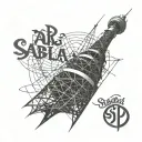 Vladimir Shukhov's TV tower with the inscription "SABLA" tattoo design idea