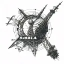 Vladimir Shukhov's TV tower with the inscription "SABLA" tattoo design idea