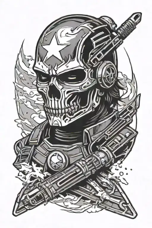 winter soldier masked skull tattoo design idea