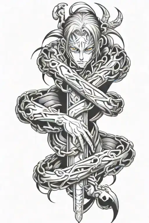 Kurapika Judgement Chain sleeve Wrap Around tattoo design idea