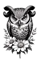 Aries, wild flowers, owl, neurodivergent  tattoo design idea
