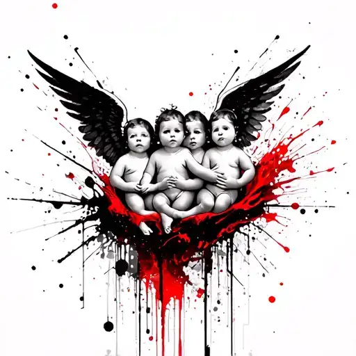 3 Baby Angels tattoo design idea