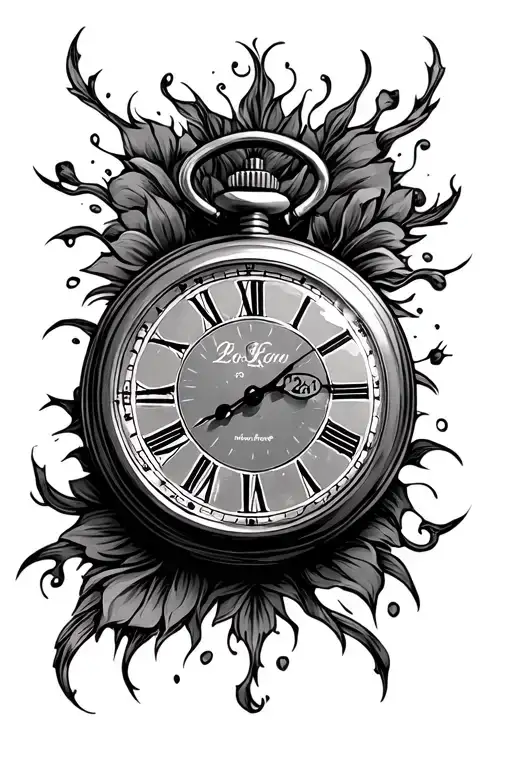 pocket watch with 3:26 as the time waits tattoo design idea