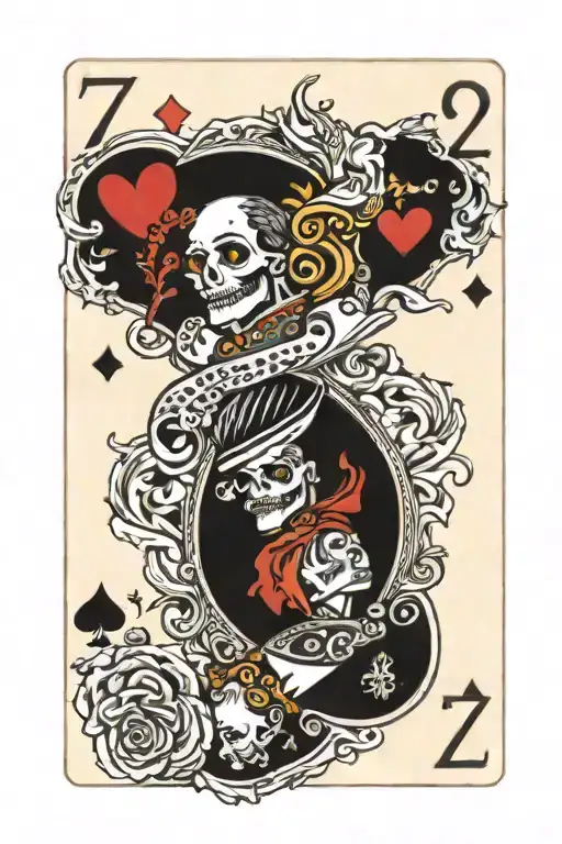 7 and 2 playing cards unsuited  tattoo design idea