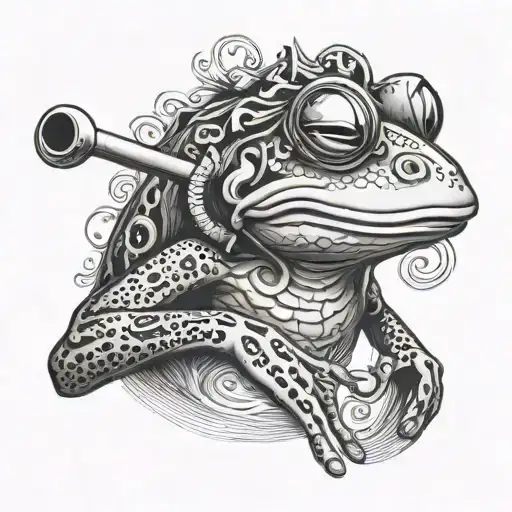 frog smoking pipe tattoo design idea
