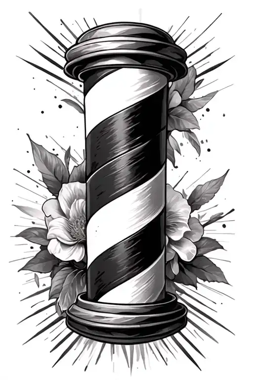 barber pole negative space tattoo design idea