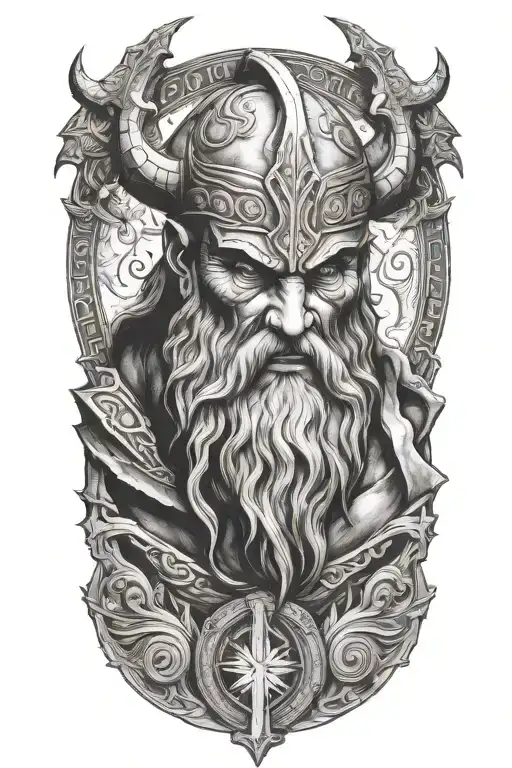 odin god of war tattoo design idea