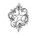 2000s swirly star floral design tattoo design idea