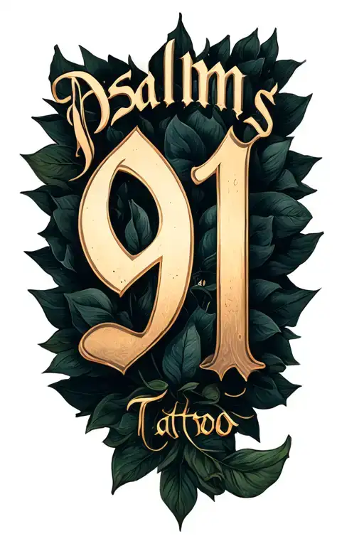 psalms 91 letters tattoo design idea