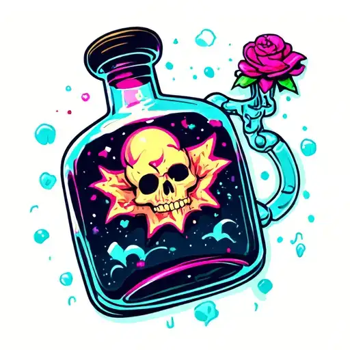poison bottle filled night sky cute tattoo design idea