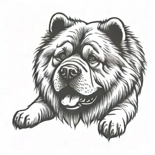 happy smooth coat chow chow silhouette tattoo design idea