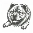 happy smooth coat chow chow silhouette tattoo design idea