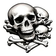 pile of skull and bones tattoo design idea