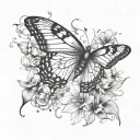 butterfly half smoke half realist tattoo design idea