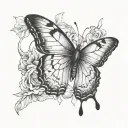 butterfly half smoke half realist tattoo design idea