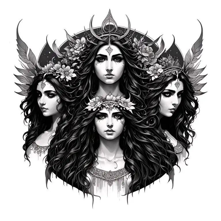 triple goddess tattoo tattoo design idea