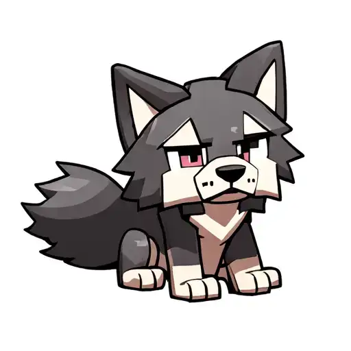 cute Minecraft girly wolf sitting tattoo design idea