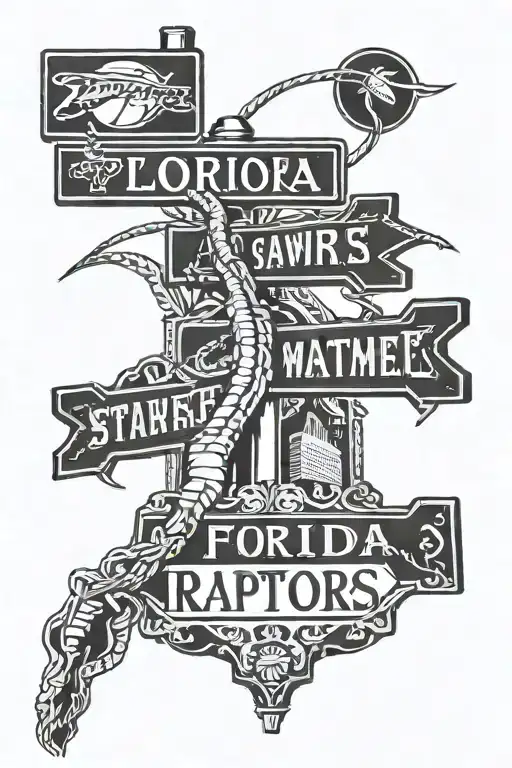 Florida w street sign intertwined, Toronto raptors, #17 tattoo design idea