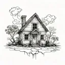 abandoned house tattoo design idea