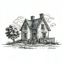 abandoned house tattoo design idea