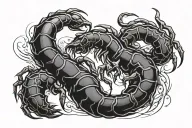 Ying and yang in brush strokes in the semblence of a scorpion tattoo design idea