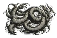 Ying and yang in brush strokes in the semblence of a scorpion tattoo design idea