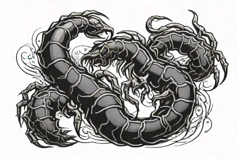 Ying and yang in brush strokes in the semblence of a scorpion tattoo design idea