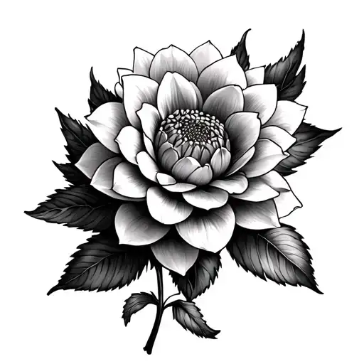 incorporate dahlia flower, Tudor rose, water lily tattoo design idea