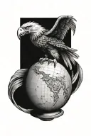 eagle on top of a globe made out of a skull tattoo design idea