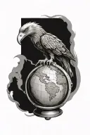 eagle on top of a globe made out of a skull tattoo design idea