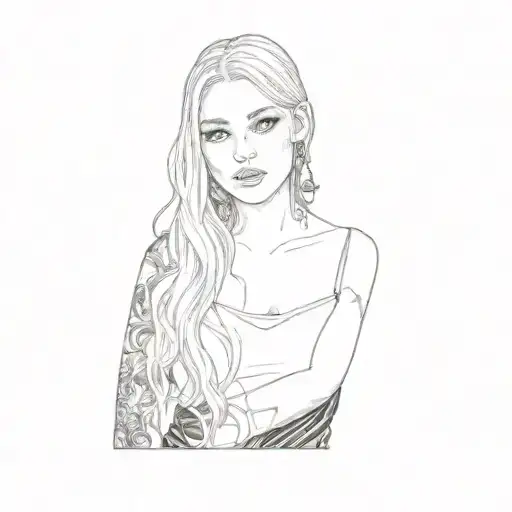 a girl in a black dress tattoo design idea