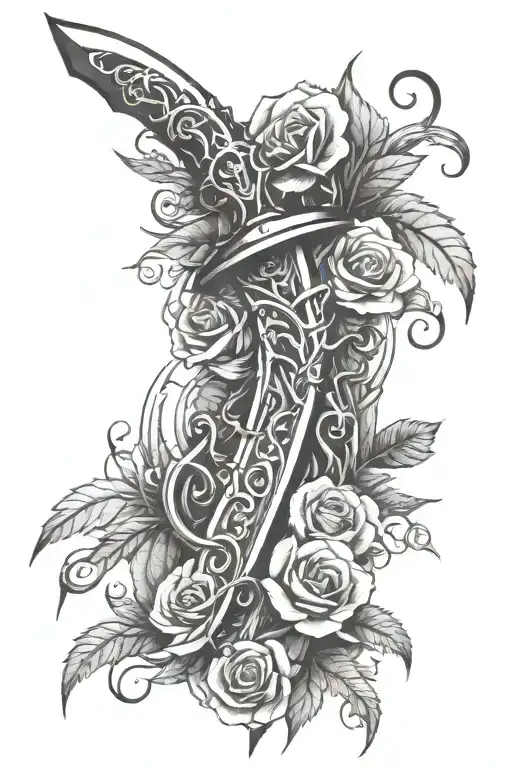 sword vines wrapping tattoo design idea