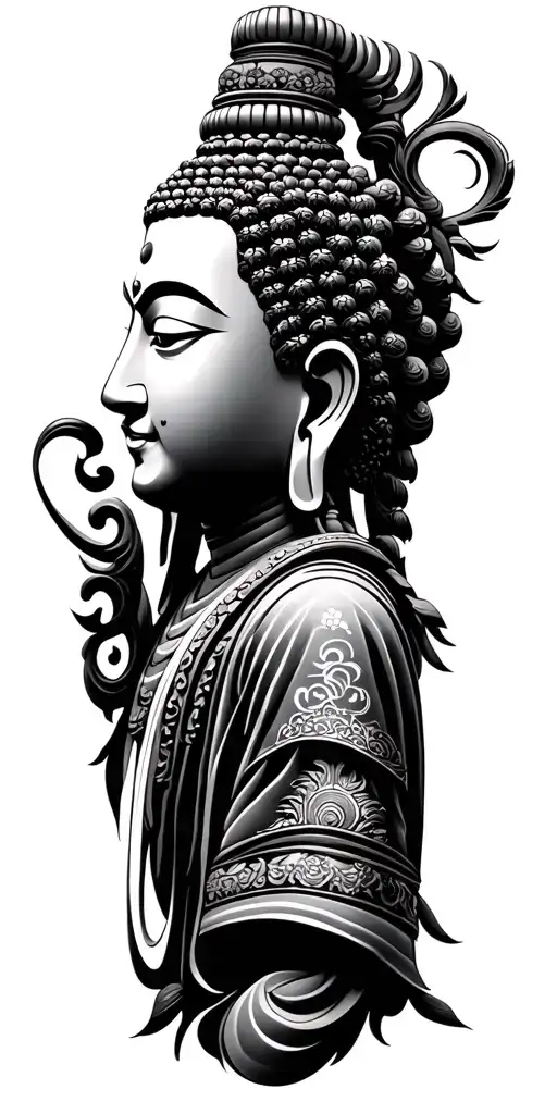 Buddha, Temple, Samurai, tattoo design idea