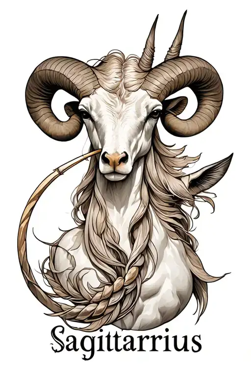 aries zodiac sign intertwined and Sagittarius tattoo design idea
