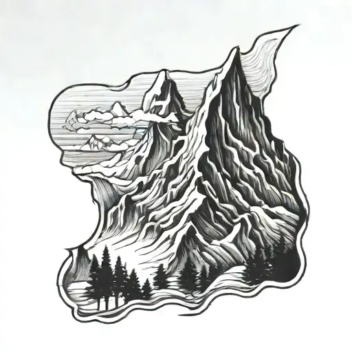 Topographic and Mountain peak tattoo design idea