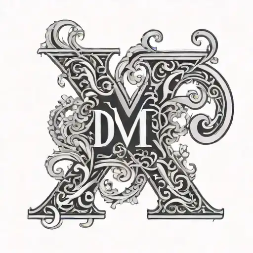 Hidden initials of D M N J tattoo design idea