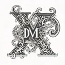 Hidden initials of D M N J tattoo design idea