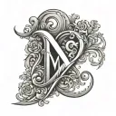 Hidden initials of D M N J tattoo design idea