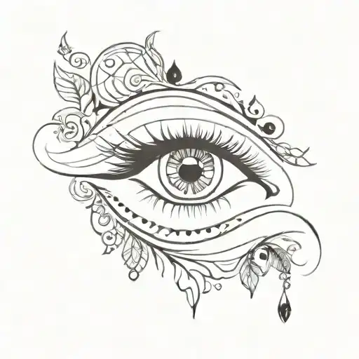 Romanian Gypsy eye gems tattoo design idea